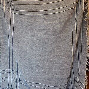 Vintage Boho K-Mart Navy Blue Tartan Winter Scarf Fringe Plaid NOS Made in Japan